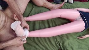 Footjob with Red Nails