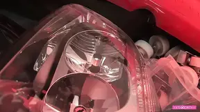 Hot ebony girl rides her gf's strapon