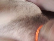 SMOKING  AND SHOWING THE HAIRY BODY, UNCUT GUY