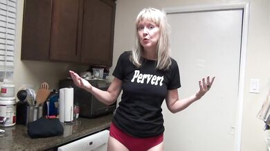 Jamie Foster sluts in pervert shirt tongue out and tight legs wide
