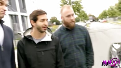 Jacky Lawless surprises German men with a cosplay-fueled gang bang in a car