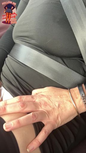 Slut in Car Butt Plug and Big Tits for French Bitch Lady Oups