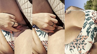 Lola Maverick big tit slut pisses outdoors pee