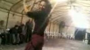 Sexy Arab teen babe belly dances in public on cam