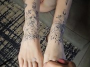 POV hot teen gives sloppy blowjob (licks cum off toes in full video on onlyfans!)