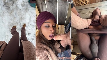 Blowjobs in the backyard! Big Dick Trans Girl Vanniall Seduces Wood Hauler For Outdoor Oral & Hard Anal Pounding
