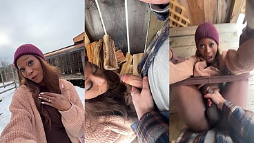 Blowjobs in the backyard! Big Dick Trans Girl Vanniall Seduces Wood Hauler For Outdoor Oral & Hard Anal Pounding