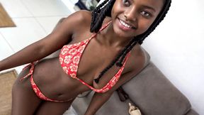 Shy Ebony Teen Sucks Producers Big White Cock At Fake Bikini Casting