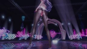 Jiggling Breasts Bare-bottomed Miniskirt Crotchless Black Stockings