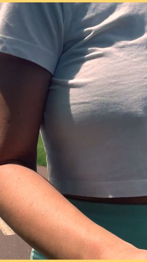 Wifey heads out for a public run braless   Clip 1