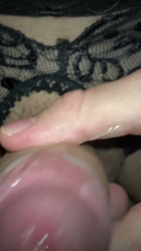 Man goes soft to hard to a massive cumshot wearing open crotch panties - Precum ASMR - for women   Clip 1