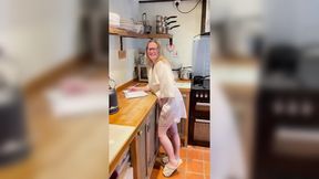 Marie grips and spreads her soaked slit!