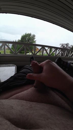 Masturbating Outside on the Porch