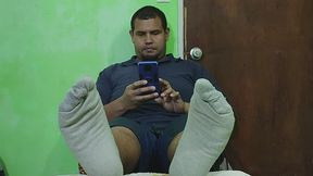 Mis pies con crema. My feet with cream