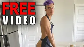 Purple-Haired Twink 18+ Sean Peek Gets Frosted by Manuel Skye in Kitchen Fun