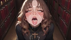hermione granger was getting bored in the library when harry potter arrived with his wand in an ai porn adaptation