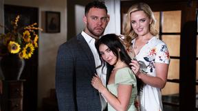 ”MILF stepmommy swaps teen stepdaughter for a threesome with hubby”