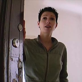 A sexy German babe with short hair loves making a dude cum