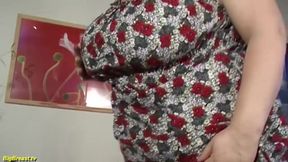 Monster boob mature plays with a big dildo