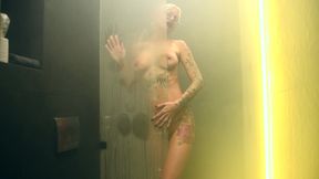 Sexy Tattooed Girl with Big Boobs Washes Her Beautiful Body in the Shower