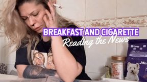 Coffee and cigarette reading the news