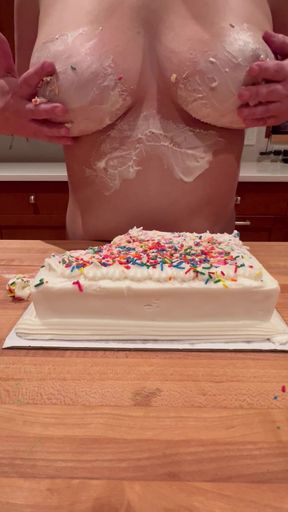Step Mom Ruins Birthday Cake with Her Huge Tits