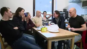 Naughty Christmas Party: MILF gets fucked hard in MMF gang bang