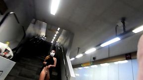 Naughty Exhibitionist Masturbates in Quarantine City Metro