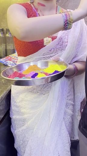 Holi with Bhabhi and Had a Great Time with Bhabhi All Night Long