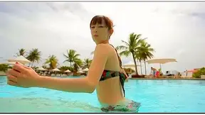 Insatiable and daring japanese solo girl is posing outdoors
