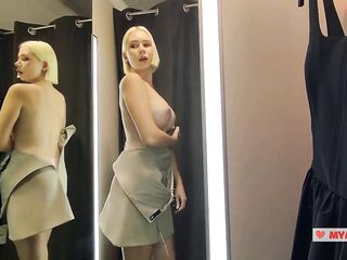 on the golden-haired with large titties in locker room. Try on transparent clothing, Exposed mycandyalice