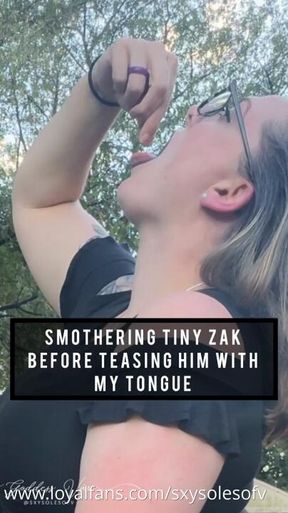 Smushing Tiny Zak Between My Soles Before Teasing Him With My Tongue