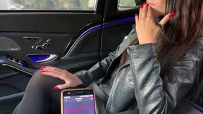 Vibrating Lovens Lush MILF Masturbates in Taxi and Restaurant