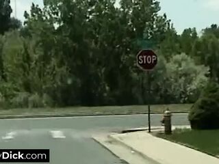 As soon as they hit the road, she started sucking his small cock