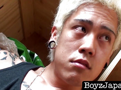 BoyzJapan.com - Blond Japanese twink toys with hole and strokes his dick vigorously