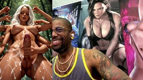 multi arm transgender jerking off her girl cock and cumming all over your face, ai generated
