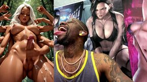 multi arm transgender jerking off her girl cock and cumming all over your face, ai generated