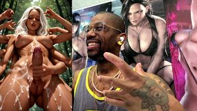 multi arm transgender jerking off her girl cock and cumming all over your face, ai generated
