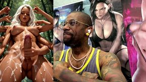 multi arm transgender jerking off her girl cock and cumming all over your face, ai generated