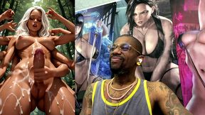 multi arm transgender jerking off her girl cock and cumming all over your face, ai generated