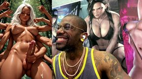 multi arm transgender jerking off her girl cock and cumming all over your face, ai generated