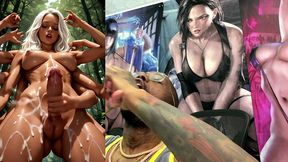multi arm transgender jerking off her girl cock and cumming all over your face, ai generated