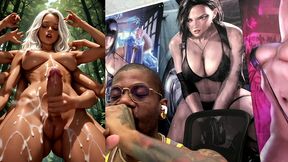 multi arm transgender jerking off her girl cock and cumming all over your face, ai generated