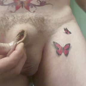 Trying to play peekaboo with micropenis