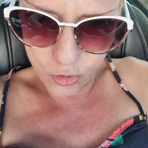 MILF Public Dildo Fuck in Car