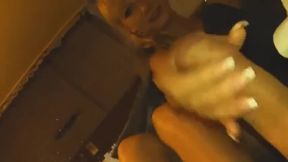 Slut in restaurant handjob