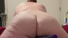 A view of my huge ass while I ride my girthiest, largest dildo