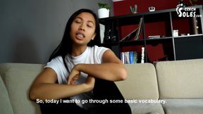 Foot worship during Vietnamese language lesson