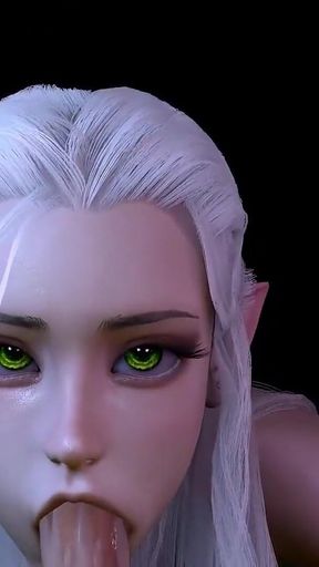 Forest Elf with Stunning Green Eyes Gives Blow Job in POV - 3D Porn