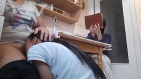 While My Girlfriend Is Reading a Book, Roommate Licks Pussy